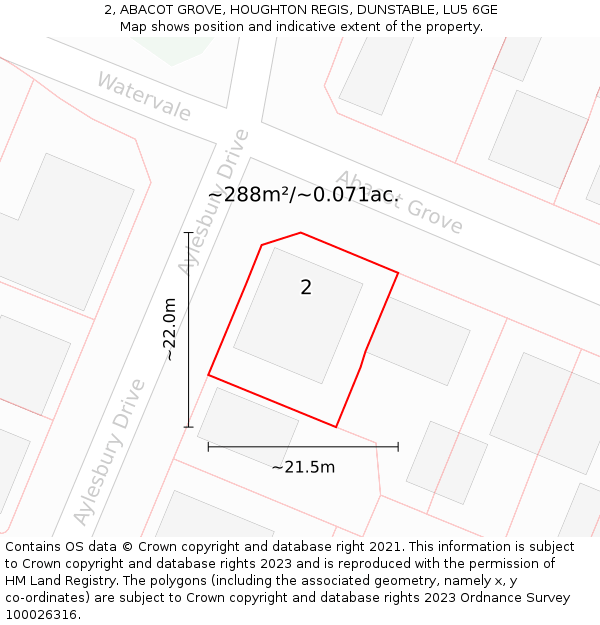 2, ABACOT GROVE, HOUGHTON REGIS, DUNSTABLE, LU5 6GE: Plot and title map