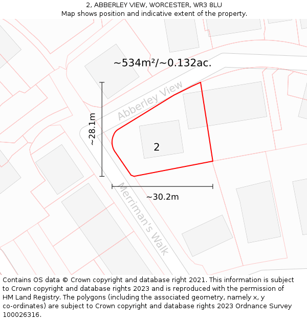 2, ABBERLEY VIEW, WORCESTER, WR3 8LU: Plot and title map