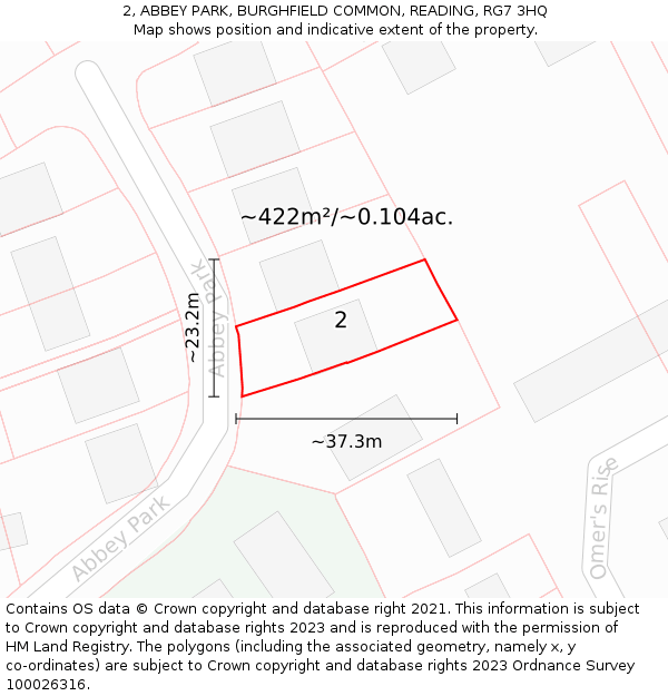 2, ABBEY PARK, BURGHFIELD COMMON, READING, RG7 3HQ: Plot and title map