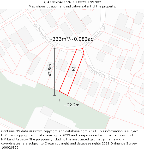 2, ABBEYDALE VALE, LEEDS, LS5 3RD: Plot and title map