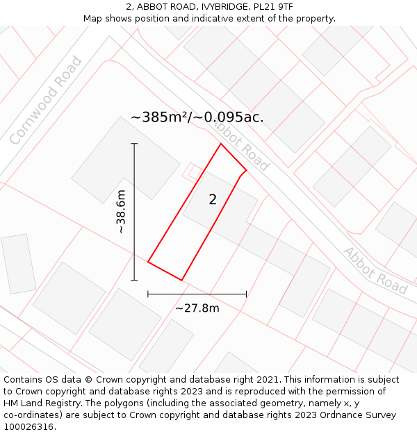 2, ABBOT ROAD, IVYBRIDGE, PL21 9TF: Plot and title map