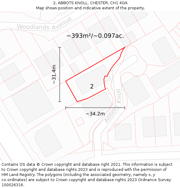 2, ABBOTS KNOLL, CHESTER, CH1 4GA: Plot and title map