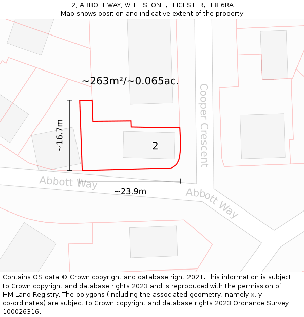 2, ABBOTT WAY, WHETSTONE, LEICESTER, LE8 6RA: Plot and title map