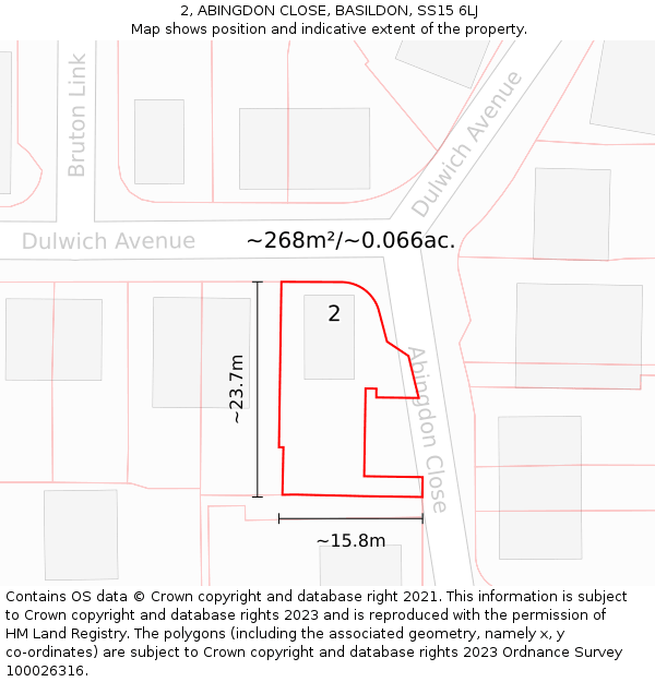 2, ABINGDON CLOSE, BASILDON, SS15 6LJ: Plot and title map