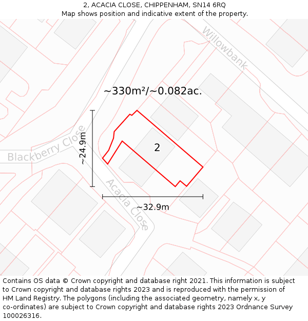 2, ACACIA CLOSE, CHIPPENHAM, SN14 6RQ: Plot and title map