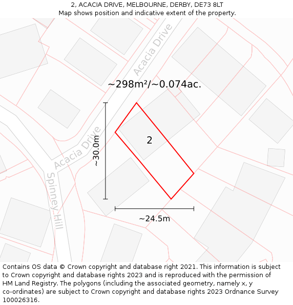 2, ACACIA DRIVE, MELBOURNE, DERBY, DE73 8LT: Plot and title map