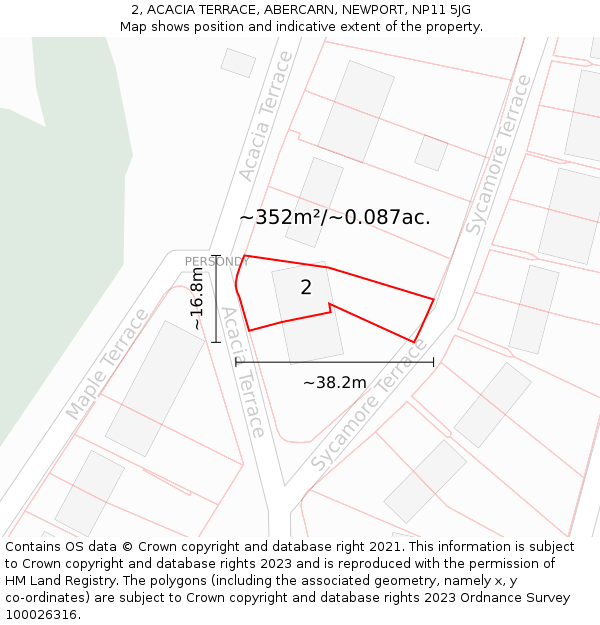 2, ACACIA TERRACE, ABERCARN, NEWPORT, NP11 5JG: Plot and title map