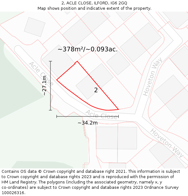 2, ACLE CLOSE, ILFORD, IG6 2GQ: Plot and title map