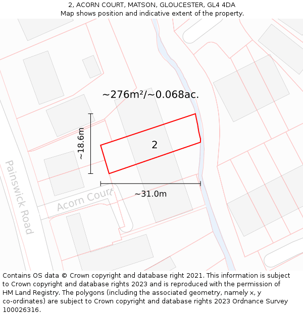 2, ACORN COURT, MATSON, GLOUCESTER, GL4 4DA: Plot and title map