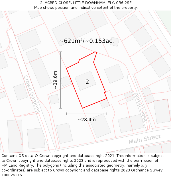 2, ACRED CLOSE, LITTLE DOWNHAM, ELY, CB6 2SE: Plot and title map