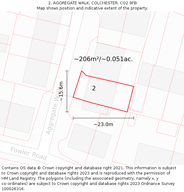 2, AGGREGATE WALK, COLCHESTER, CO2 9FB: Plot and title map