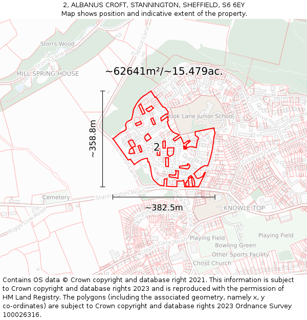 2, ALBANUS CROFT, STANNINGTON, SHEFFIELD, S6 6EY: Plot and title map