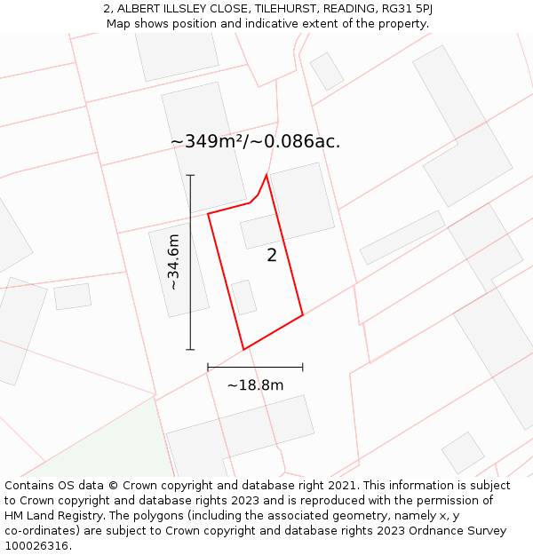 2, ALBERT ILLSLEY CLOSE, TILEHURST, READING, RG31 5PJ: Plot and title map