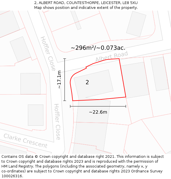 2, ALBERT ROAD, COUNTESTHORPE, LEICESTER, LE8 5XU: Plot and title map