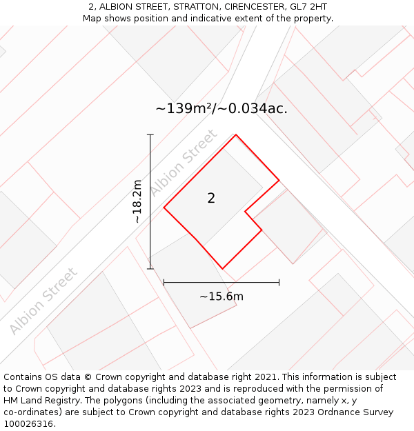 2, ALBION STREET, STRATTON, CIRENCESTER, GL7 2HT: Plot and title map