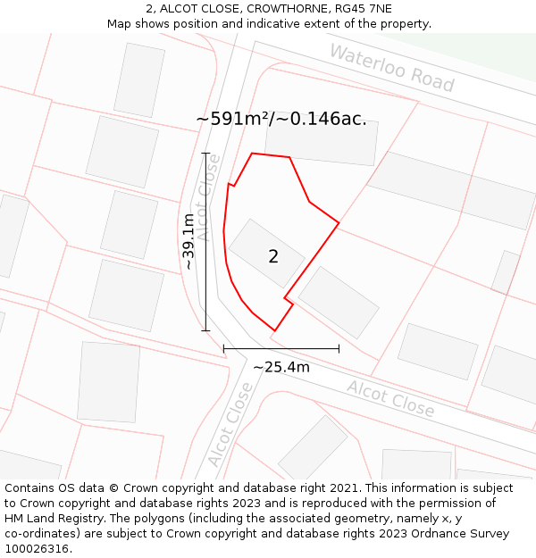 2, ALCOT CLOSE, CROWTHORNE, RG45 7NE: Plot and title map