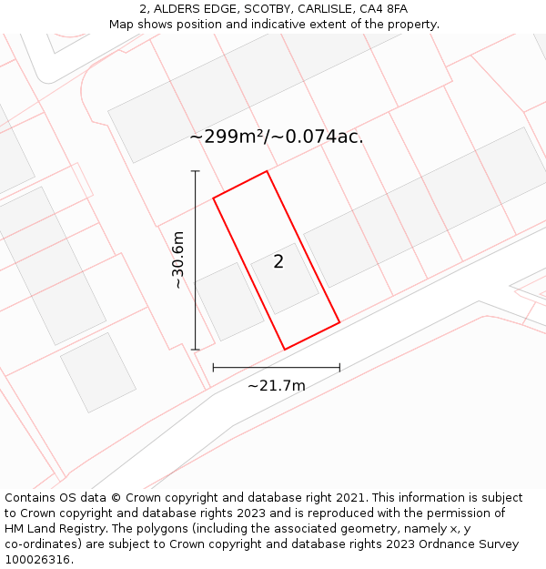 2, ALDERS EDGE, SCOTBY, CARLISLE, CA4 8FA: Plot and title map