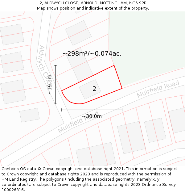 2, ALDWYCH CLOSE, ARNOLD, NOTTINGHAM, NG5 9PP: Plot and title map
