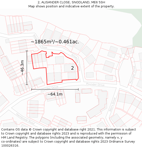2, ALISANDER CLOSE, SNODLAND, ME6 5SH: Plot and title map