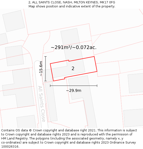 2, ALL SAINTS CLOSE, NASH, MILTON KEYNES, MK17 0FG: Plot and title map