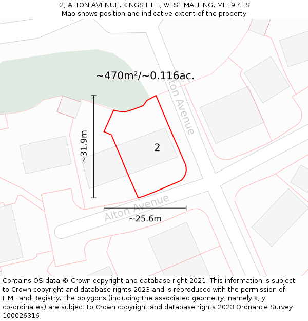 2, ALTON AVENUE, KINGS HILL, WEST MALLING, ME19 4ES: Plot and title map