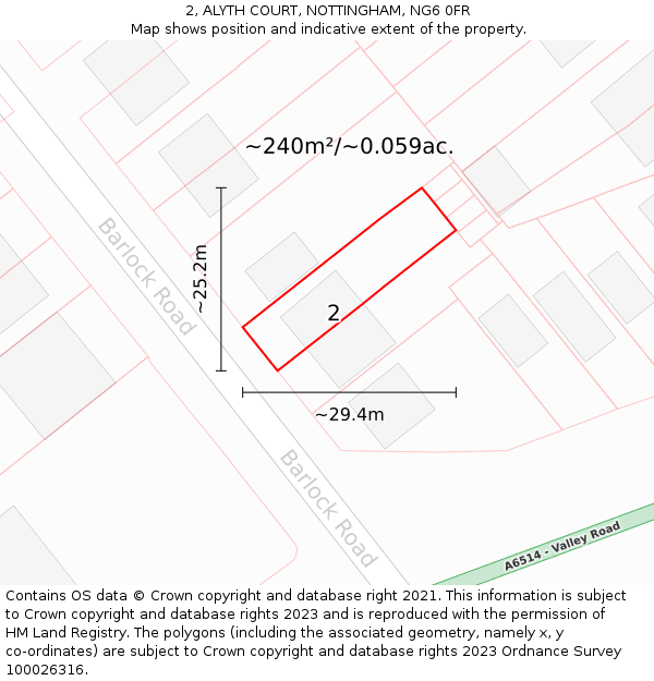 2, ALYTH COURT, NOTTINGHAM, NG6 0FR: Plot and title map