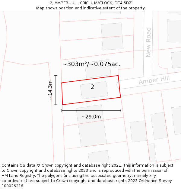 2, AMBER HILL, CRICH, MATLOCK, DE4 5BZ: Plot and title map