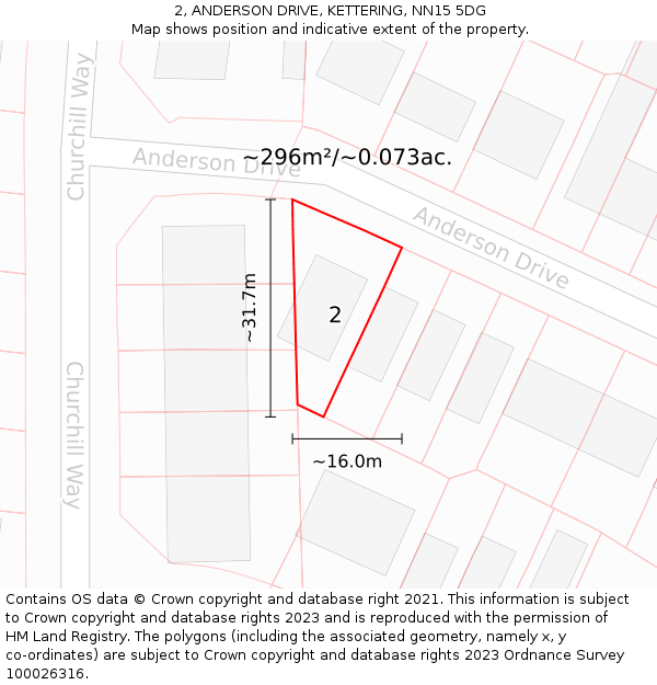 2, ANDERSON DRIVE, KETTERING, NN15 5DG: Plot and title map