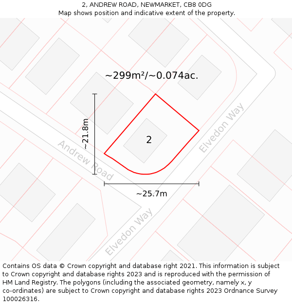 2, ANDREW ROAD, NEWMARKET, CB8 0DG: Plot and title map