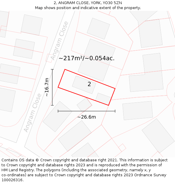 2, ANGRAM CLOSE, YORK, YO30 5ZN: Plot and title map