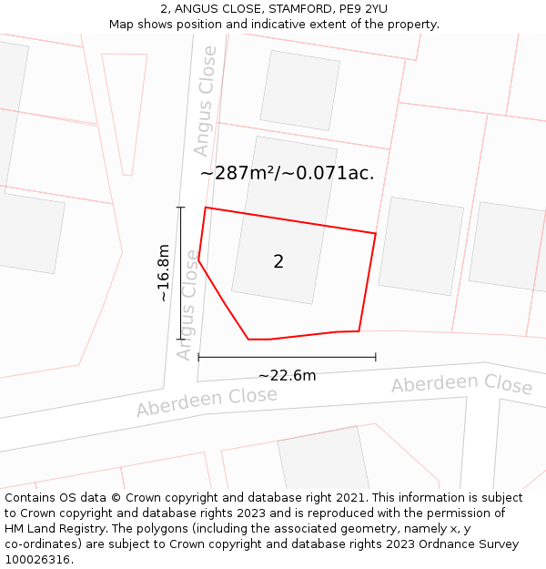 2, ANGUS CLOSE, STAMFORD, PE9 2YU: Plot and title map