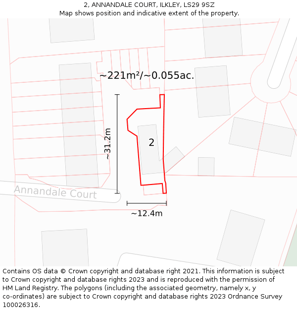 2, ANNANDALE COURT, ILKLEY, LS29 9SZ: Plot and title map