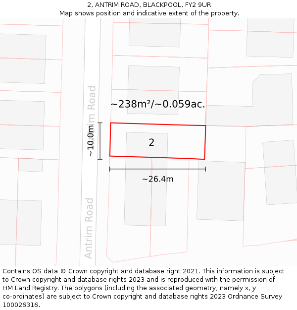 2, ANTRIM ROAD, BLACKPOOL, FY2 9UR: Plot and title map