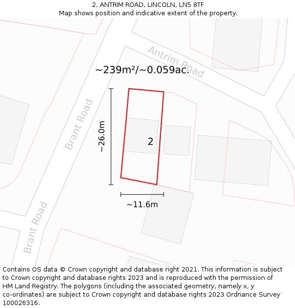 2, ANTRIM ROAD, LINCOLN, LN5 8TF: Plot and title map