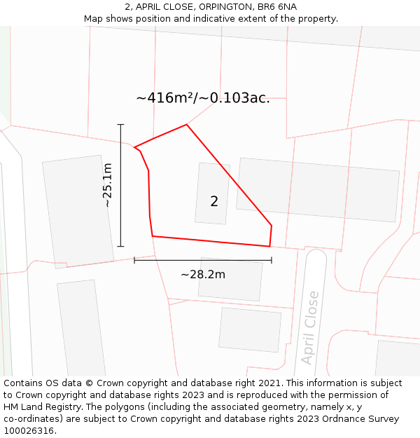 2, APRIL CLOSE, ORPINGTON, BR6 6NA: Plot and title map