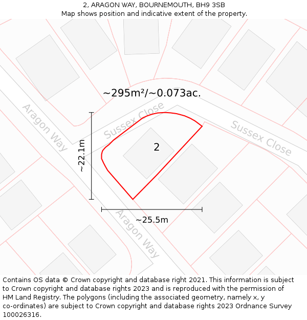 2, ARAGON WAY, BOURNEMOUTH, BH9 3SB: Plot and title map