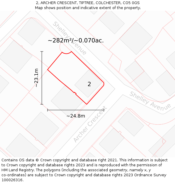 2, ARCHER CRESCENT, TIPTREE, COLCHESTER, CO5 0GS: Plot and title map