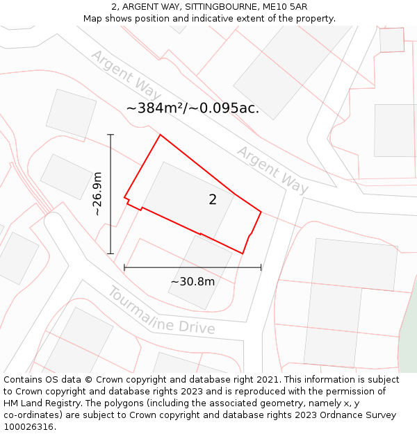 2, ARGENT WAY, SITTINGBOURNE, ME10 5AR: Plot and title map
