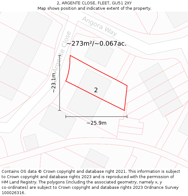 2, ARGENTE CLOSE, FLEET, GU51 2XY: Plot and title map