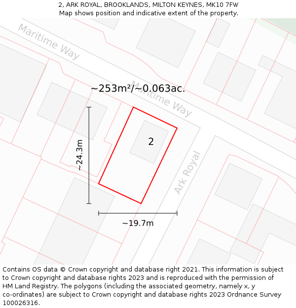 2, ARK ROYAL, BROOKLANDS, MILTON KEYNES, MK10 7FW: Plot and title map