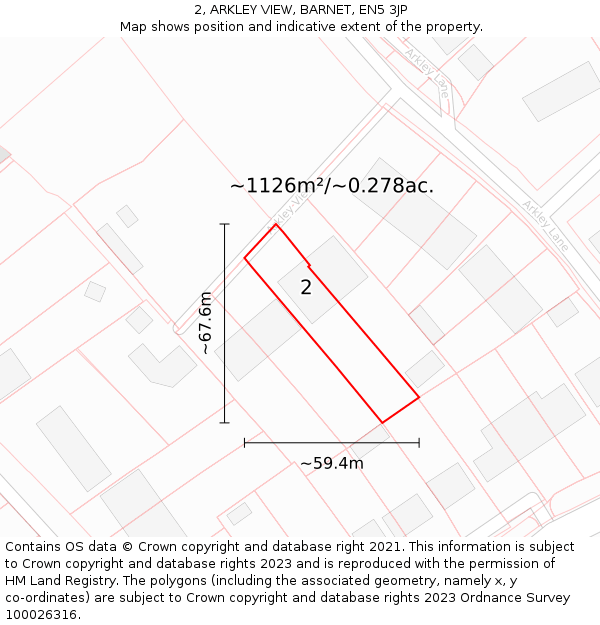 2, ARKLEY VIEW, BARNET, EN5 3JP: Plot and title map
