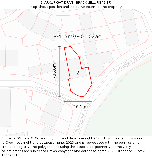 2, ARKWRIGHT DRIVE, BRACKNELL, RG42 1FX: Plot and title map