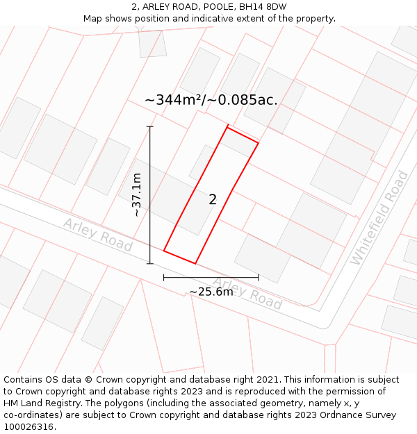 2, ARLEY ROAD, POOLE, BH14 8DW: Plot and title map