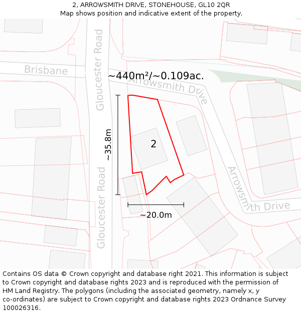 2, ARROWSMITH DRIVE, STONEHOUSE, GL10 2QR: Plot and title map