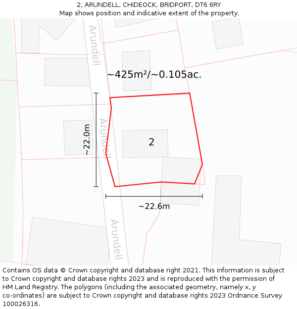 2, ARUNDELL, CHIDEOCK, BRIDPORT, DT6 6RY: Plot and title map