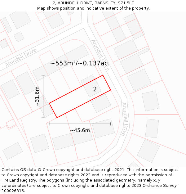 2, ARUNDELL DRIVE, BARNSLEY, S71 5LE: Plot and title map