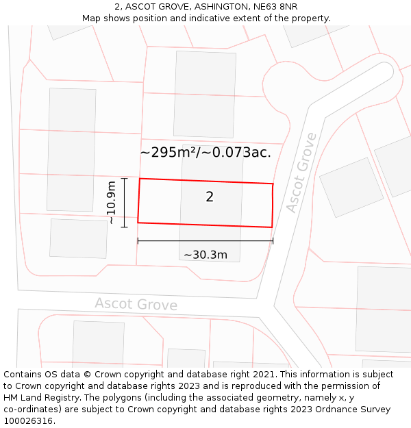 2, ASCOT GROVE, ASHINGTON, NE63 8NR: Plot and title map