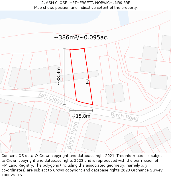 2, ASH CLOSE, HETHERSETT, NORWICH, NR9 3RE: Plot and title map
