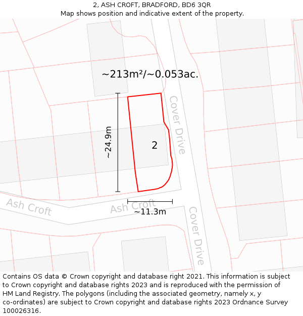 2, ASH CROFT, BRADFORD, BD6 3QR: Plot and title map