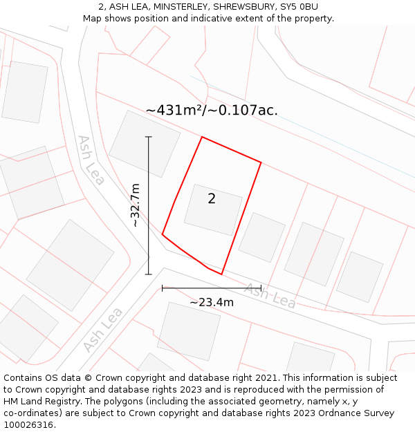 2, ASH LEA, MINSTERLEY, SHREWSBURY, SY5 0BU: Plot and title map
